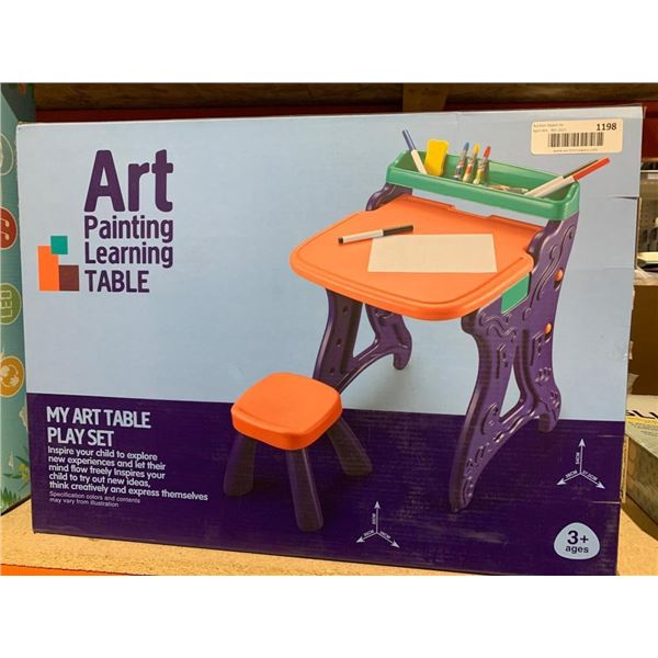 Art Painting Learning Table with Stool for Children Ages 3+