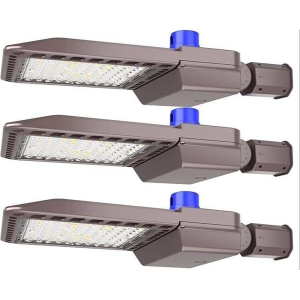 150W LED Parking Lot Light, Photocell, Dusk to Dawn, 3-Pack