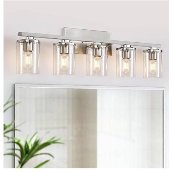 SADENICEL 5-Light Bathroom Vanity Light, Brushed Nickel Bathroom Light Fixtures for Bathroom Lightin