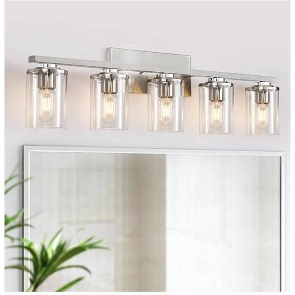 SADENICEL 5-Light Bathroom Vanity Light, Brushed Nickel Bathroom Light Fixtures for Bathroom Lightin