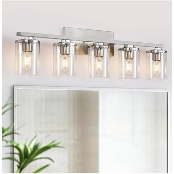 SADENICEL 5-Light Bathroom Vanity Light, Brushed Nickel Bathroom Light Fixtures for Bathroom Lightin