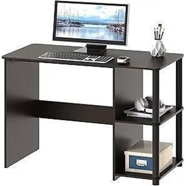 SHW Cyrus 35-Inch Desk With Shelves in Espresso Finish