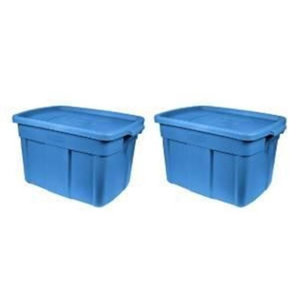 Set of 2 Blue Rubbermaid 18-Gallon Storage Totes with Lids