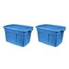 Image 1 : Set of 2 Blue Rubbermaid 18-Gallon Storage Totes with Lids