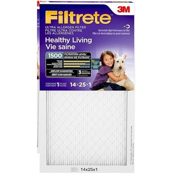 3 Pack Filtrete 1500 Air Filter 14x25x1 by 3M