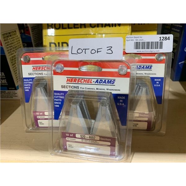 Lot of 3 Herschel-Adams S20-4697 Sections for Combines, Mowers, and Windrowers