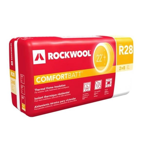 ROCKWOOL Comfortbatt R-28 Stone Wool Insulation for 2×8 Wood Stud, 29.9-ft²