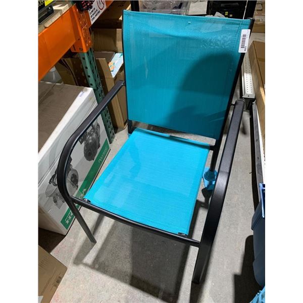 Homebase Stacking Armchair Sling with Black Metal Frame and Teal Mesh