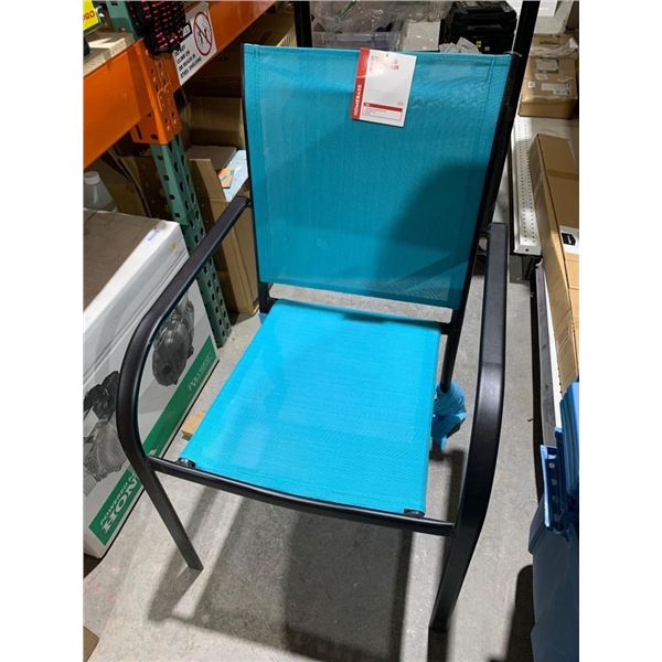 Homebase Stacking Armchair Sling with Black Metal Frame and Teal Mesh