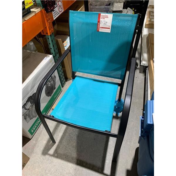 Homebase Stacking Armchair Sling with Black Metal Frame and Teal Mesh