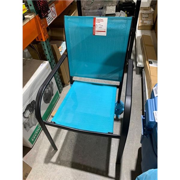 Homebase Stacking Armchair Sling with Black Metal Frame and Teal Mesh