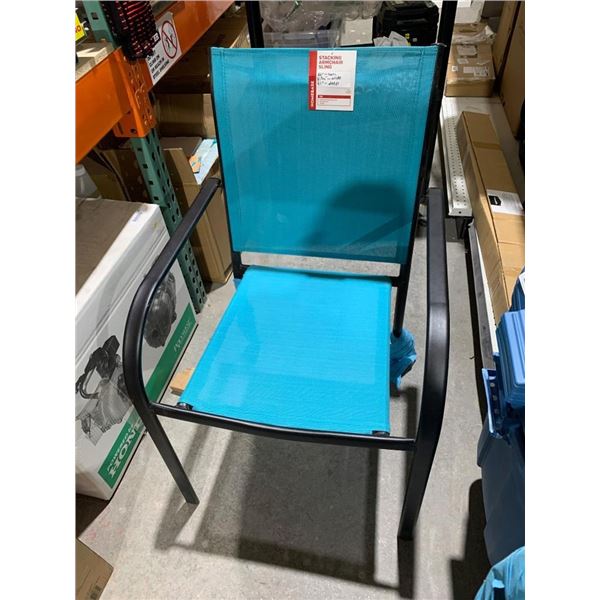Homebase Stacking Armchair Sling with Black Metal Frame and Teal Mesh