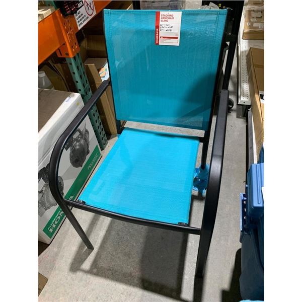 Homebase Stacking Armchair Sling with Black Metal Frame and Teal Mesh