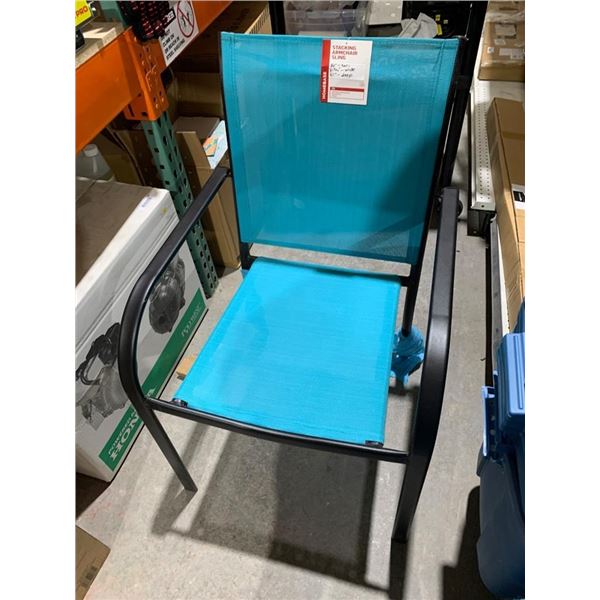 Homebase Stacking Armchair Sling with Black Metal Frame and Teal Mesh