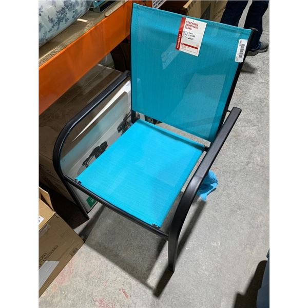 Homebase Stacking Armchair Sling with Black Metal Frame and Teal Mesh
