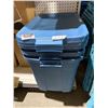 Image 1 : Set of Three Blue Storage Bins with Lids, 15.5 x 22 Inches
