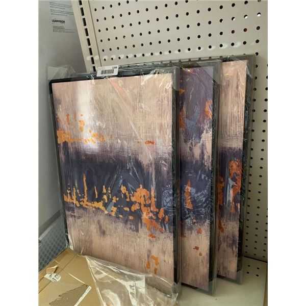 Set of Framed Abstract Canvas Art Pieces