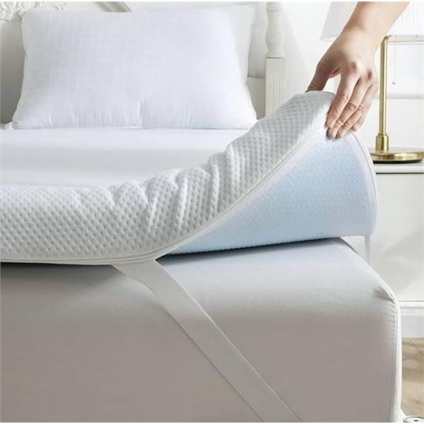QUNEEHOM Mattress Topper with Cover, 2 Inch, King – Model JTJDW-MT-WBL-2-K