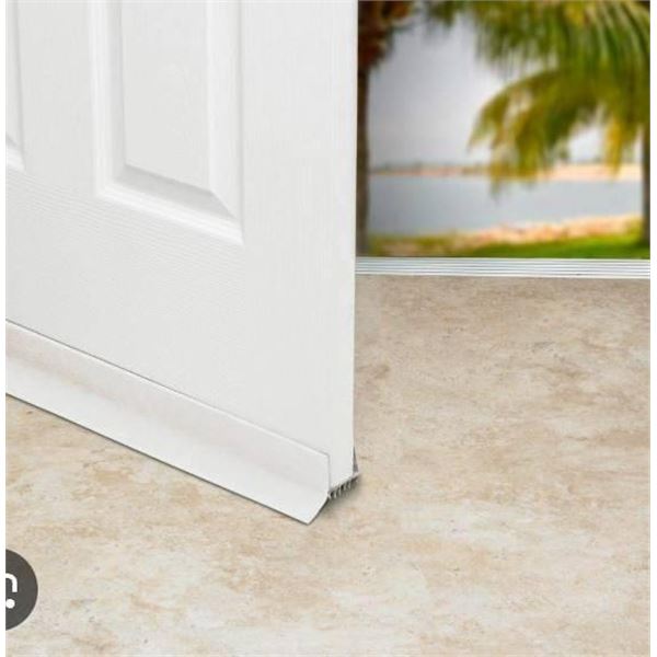 Lot of 2 – EZ Frost King Door Sweep and Draft Stop, White Slide-On, Fits Doors 1-1/8 to 1-3