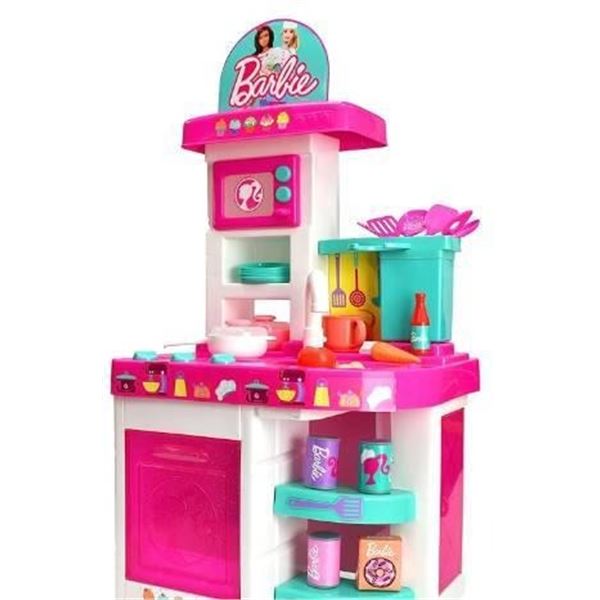 Barbie Kitchen Set with40 Accessories, Lights, Sound, and Water Features