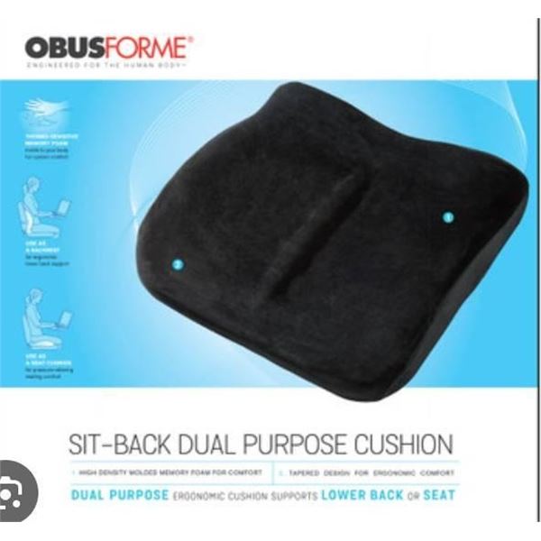 Obusforme Sit-Back Dual Purpose Cushion for Back and Seat Support