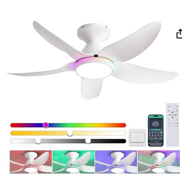 Kviflon Ceiling Fan With RGB Lights and Music Speaker