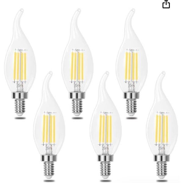 Lot of 6 GE Classic LED CAC Candelabra Base Soft White Bulbs 6-Pack, 500 Lumens