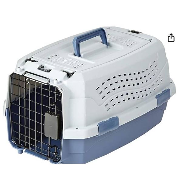 Amazon Basics Two-Door Pet Kennel, 19-Inch, Steel and Plastic 19x12x10″