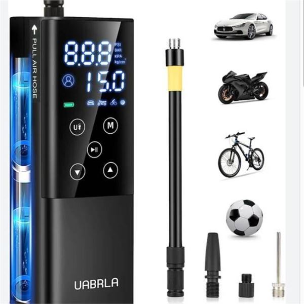 Smart Tire Inflator with Digital Display and Multiple Nozzle Adapters