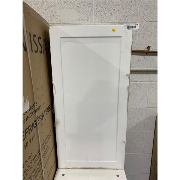 White Wall Cabinet with Hinged Door and Shelving 15Wx12Dx30″T