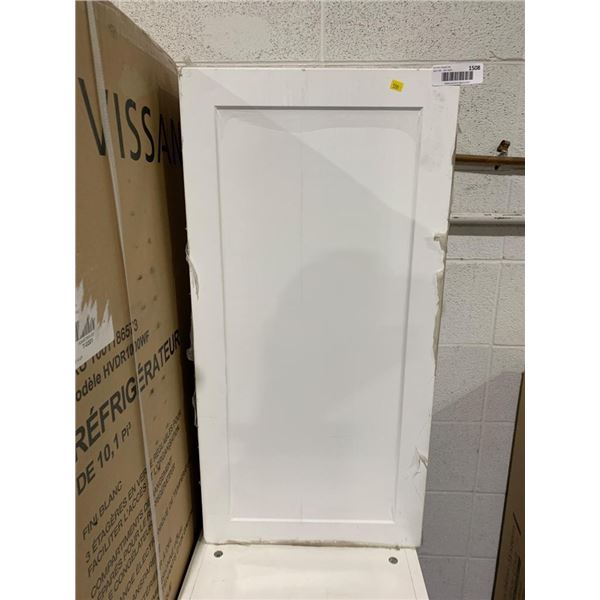 White Wall Cabinet with Hinged Door and Shelving 15Wx12Dx30″T