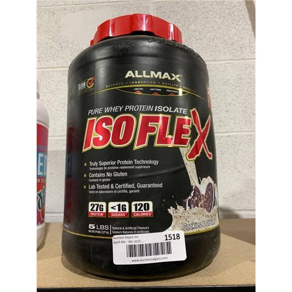 Allmax Isoflex Pure Whey Protein Isolate, Cookies and Cream, 5 Lbs