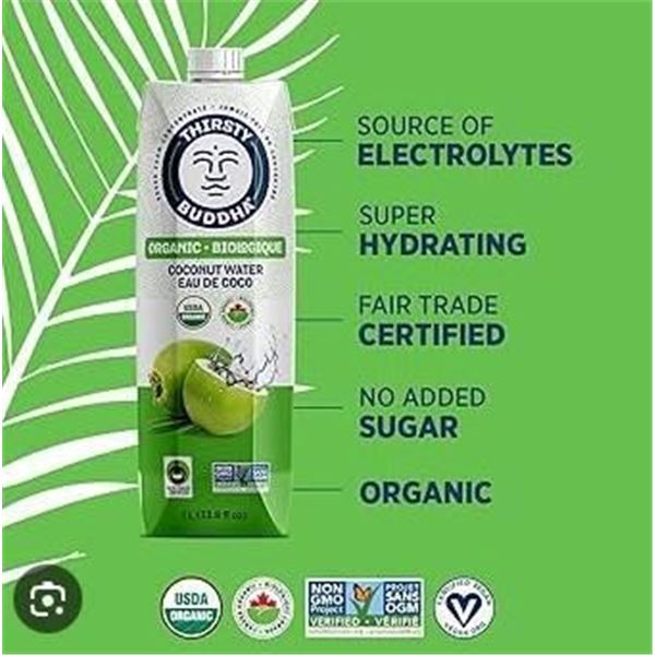 Thirsty Buddha Organic Coconut Water 12 x 500mL Case