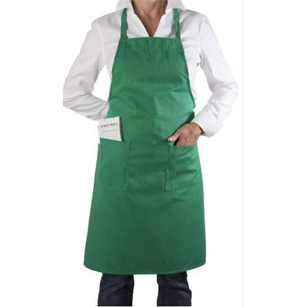 Green Apron With Dual Front Pockets and Adjustable Straps