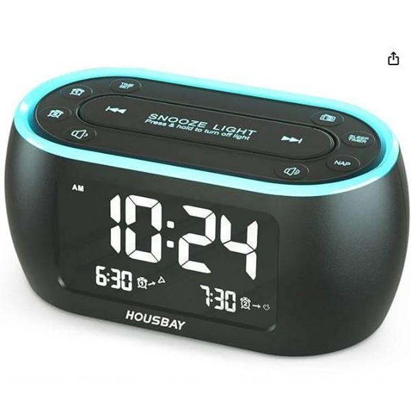 Housbay RS1 Clock Radio with USB Charging Port and Snooze Function