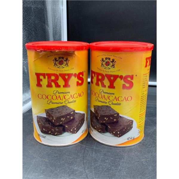 Two Cans of Fry’s Premium Cocoa/Cacao 454 g Each