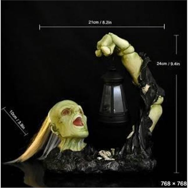 Green Skeleton Halloween Decoration With Lantern for Garden Use