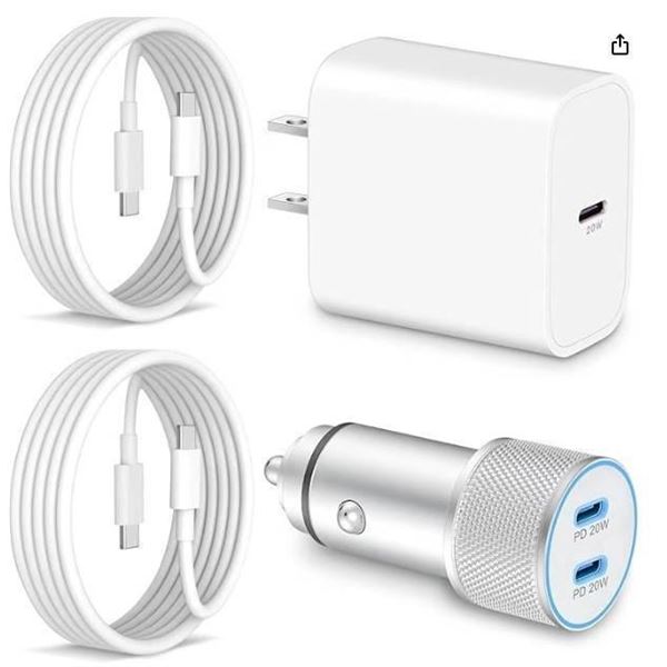 Car and Wall Charger with 6FT C2C Cable, Model X003ZYWZTX – May not be exact as stock photo