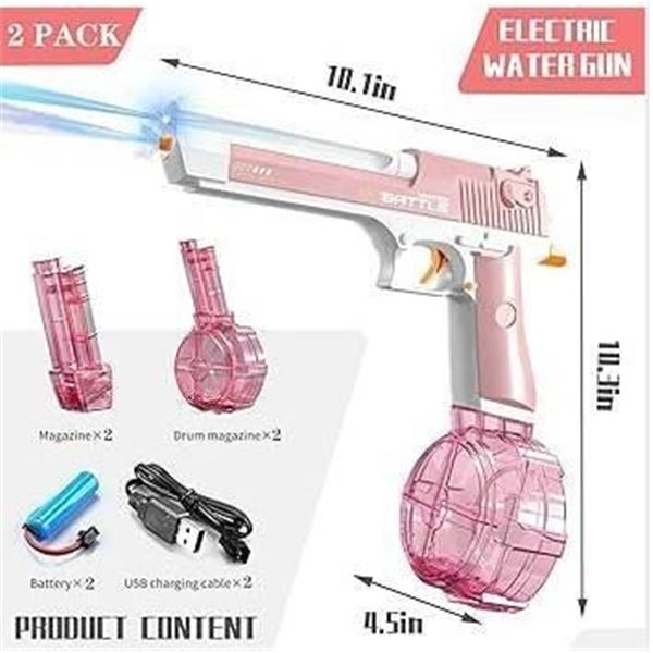 Battery-Operated Electric Water Gun With Drum Clip, Upgraded Version