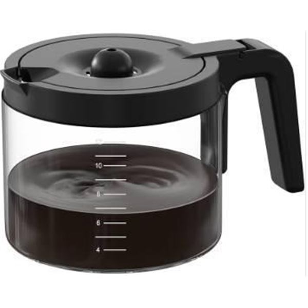 Glass Coffee Pot with Black Handle and Lid, 12-Cup Capacity