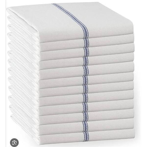 Lane Linen 6-Piece Classic Herringbone Cotton Kitchen Towel Set, 15 x 25 Inches