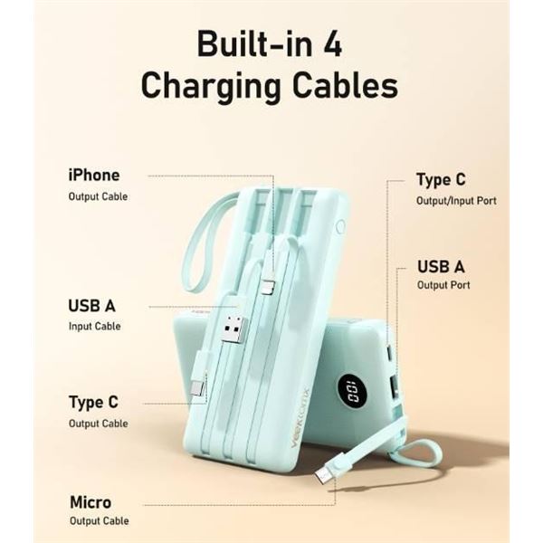 Veektomx VT102 10000mAh 4-Port Power Bank with Type-C Input