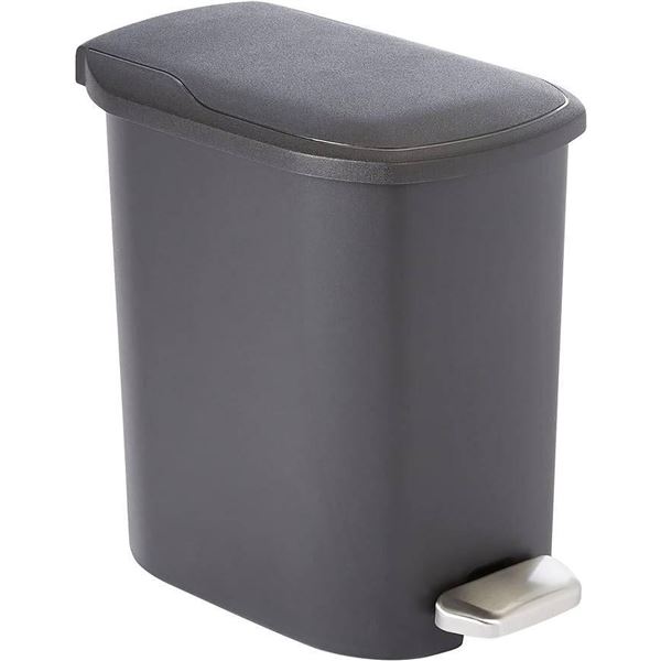 Amazon Basics Compact Bathroom Trash Can With Removable Inner Bucket, Black, 6 Liters
