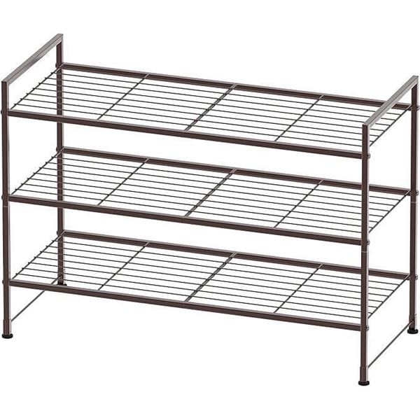 Simple Houseware Stackable Wire Grid Shoe Rack in Bronze