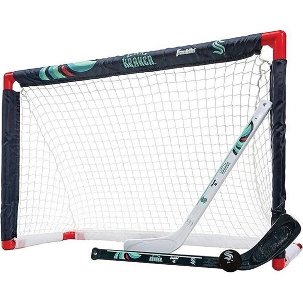 Franklin NHL Kraken Mini Hockey Set Featuring Sticks and Net