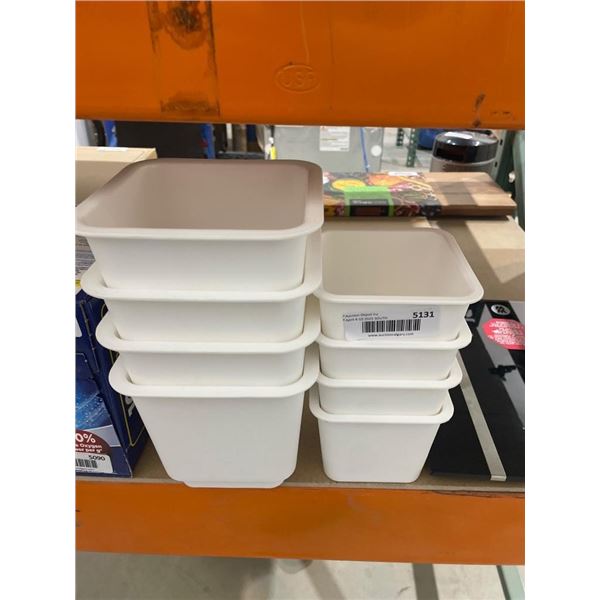 Set of Square White Plastic Containers in Various Sizes
