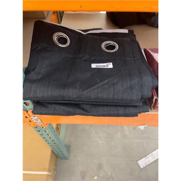 Black Fabric Curtains with Metal Grommets, 2 Units
