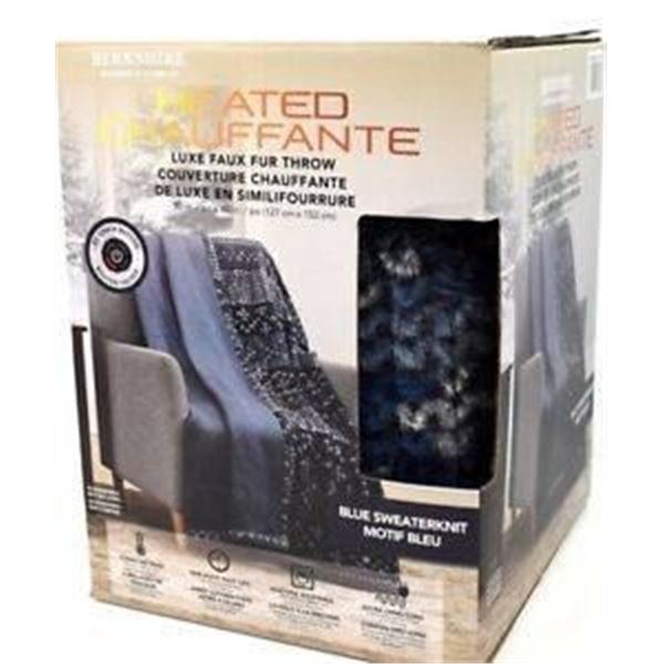 Berkshire Heated Throw – Luxe Faux Fur, Blue