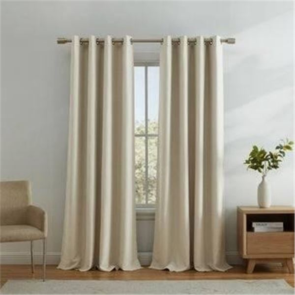Bon Luxe Pair of Knit Blackout Curtain Panels, Beige