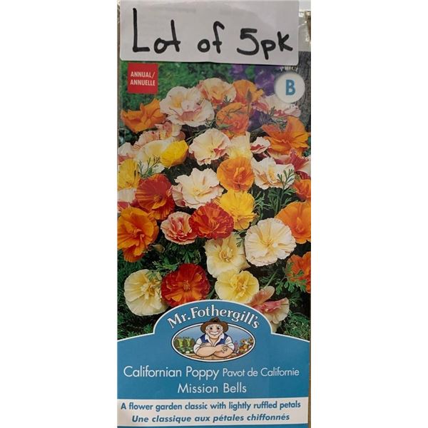 Lot of 5 Packs – Mr. Fothergill’s Californian Poppy Mission Bells Flower